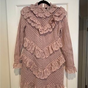 Pink Lace Ruffle Dress